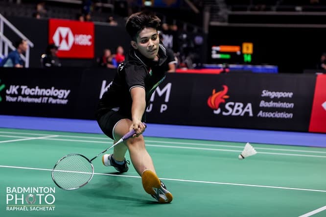 Anmol Kharb during a fast-paced rally